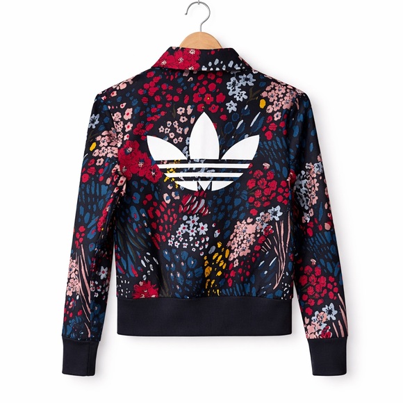 Adidas Originals Firebird floral Track Jacket Black Multi S Y2K Archive - Picture 6 of 11